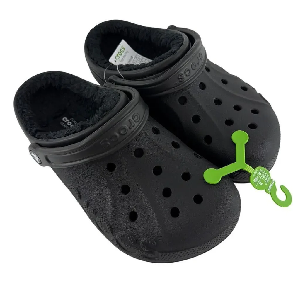 Crocs Unisex Black Baya Lined Clogs Size M's 7 W's 9